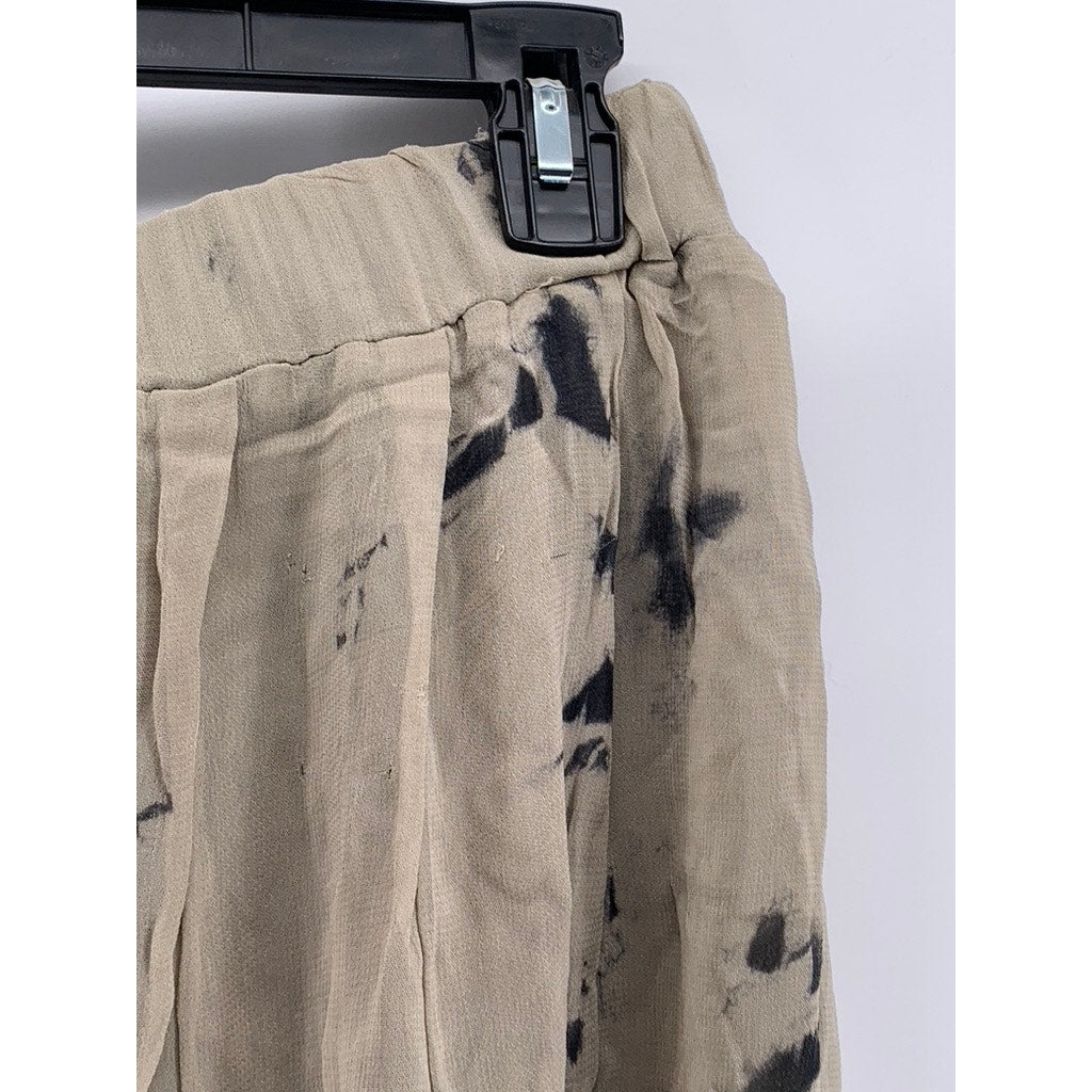 ZARA Women's Beige Printed Pull-On Pleated A-Line Midi Skirt SZ M