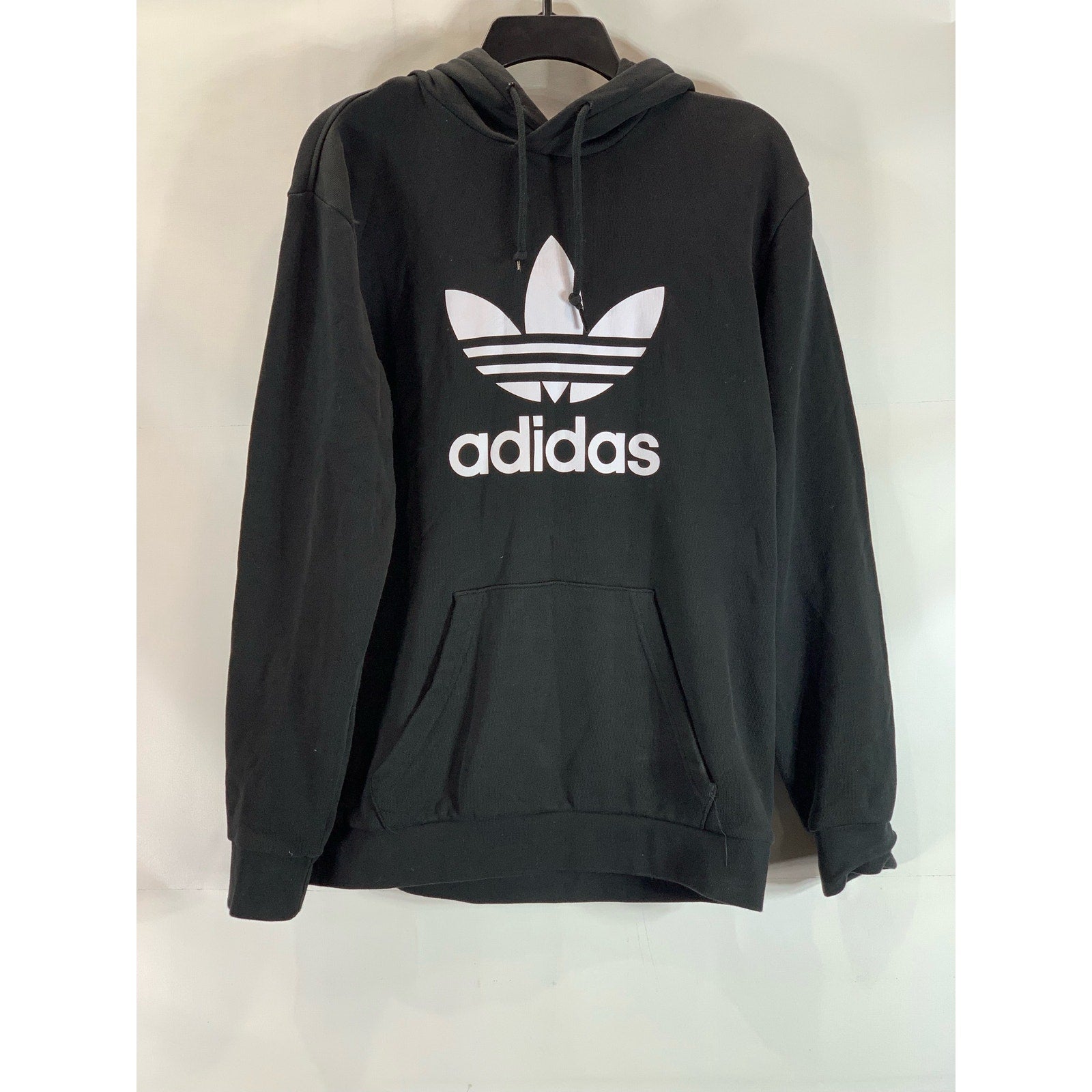 ADIDAS Men's Black/White Original Adidcolor Trefoil Classic Pullover Hoodie SZ M