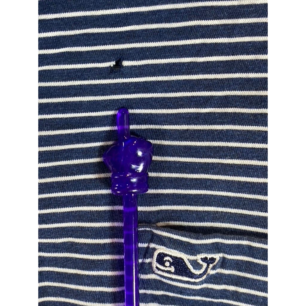 VINEYARD VINES Men's Navy Feeder Striped Pima Short Sleeve Polo SZ XL