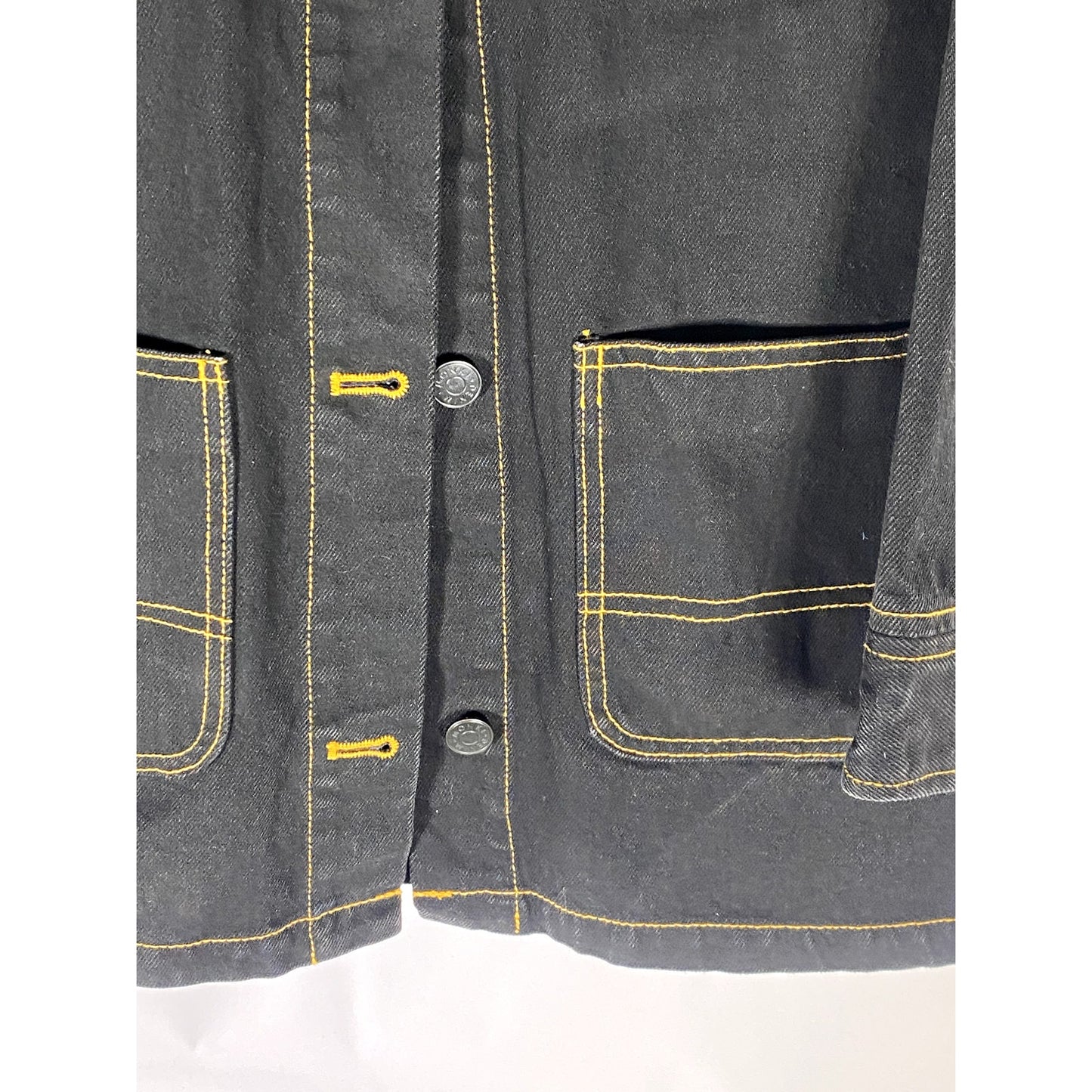 MONKI Women’s Black Denim Overstitch Four Pocket Trucker Jacket SZ XS