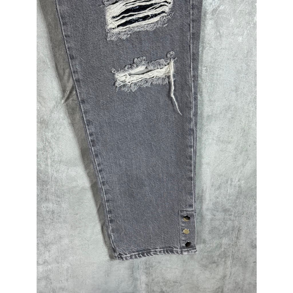 MAN BOOHOOMAN Men's Grey Skinny Stretch Distressed Smoked Popper Hem Cargo Jean