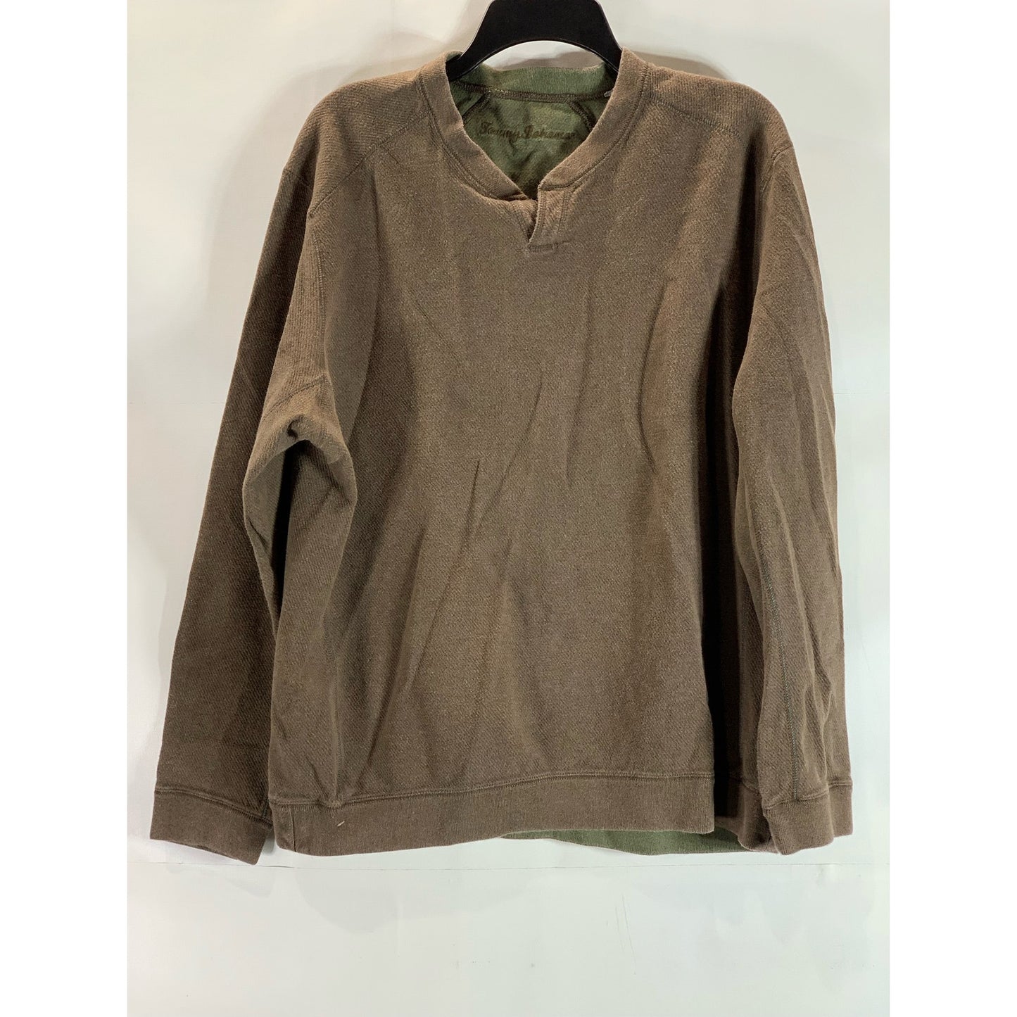 TOMMY BAHAMA Men's Brown Split-Neck Pullover Sweater SZ M