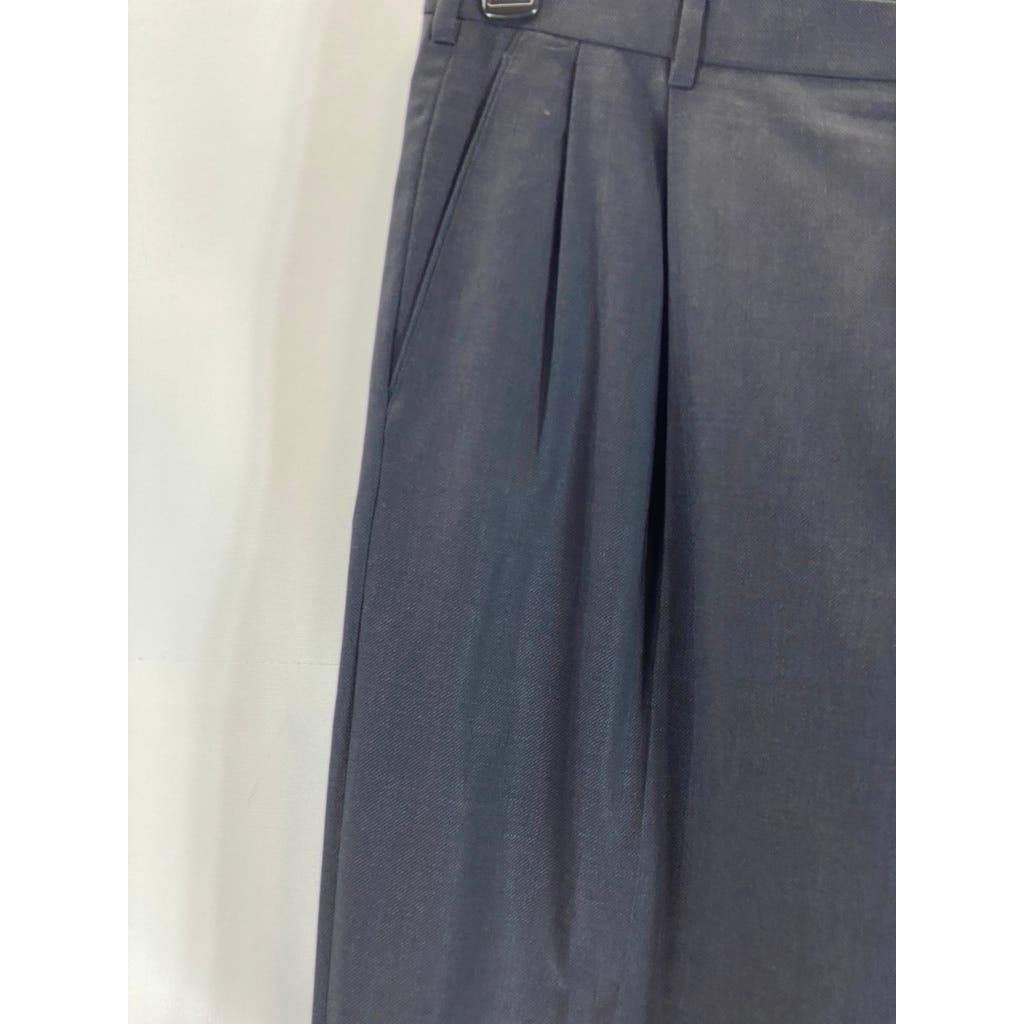 BROOKS BROTHERS Men's Black Solid Pleated-Front Cuffed Wool Dress Pants SZ 36X30