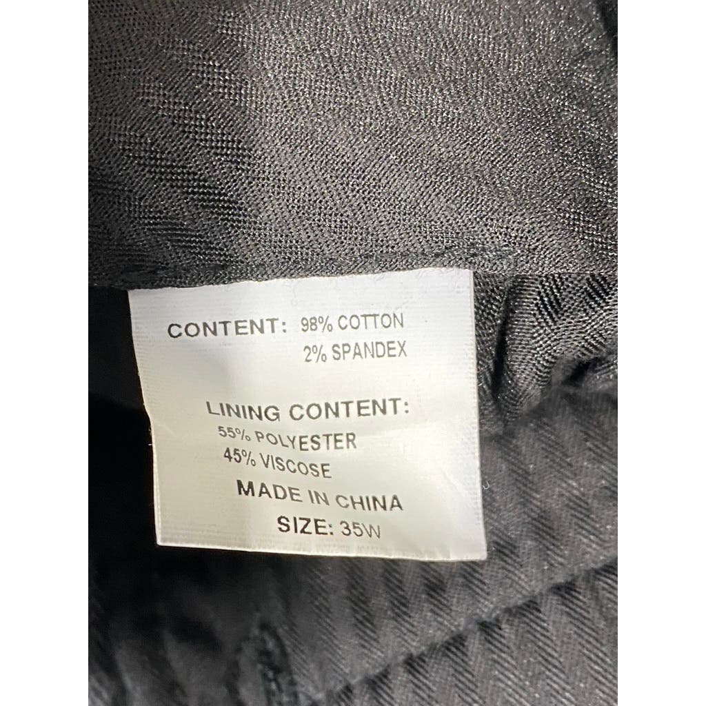 PAUL FREDRICK Men's Gray/Black Stretch Classic-Fit Pleated Cuffed-Hem Pant SZ 35