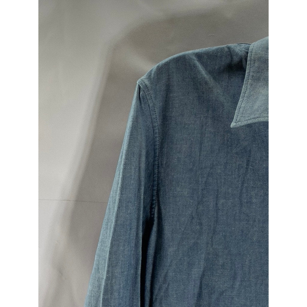 A.P.C. RUE MADAME PARIS Men's Blue Regular-Fit Button-Up long Sleeve Shirt SZ S