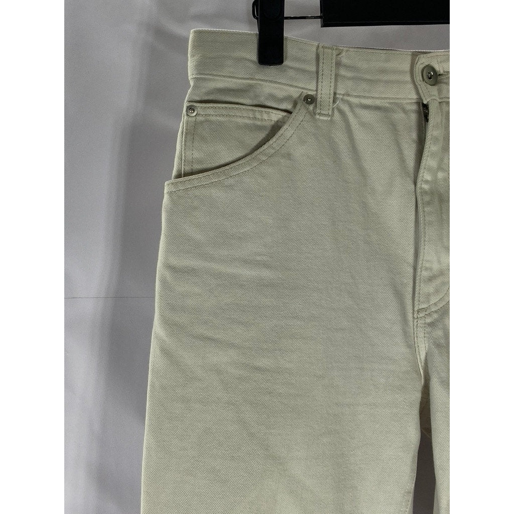 UNIQLO U Women's Cream Cotton Raw-Hem Regular-Fit Straight-Leg Jean SZ 27X32
