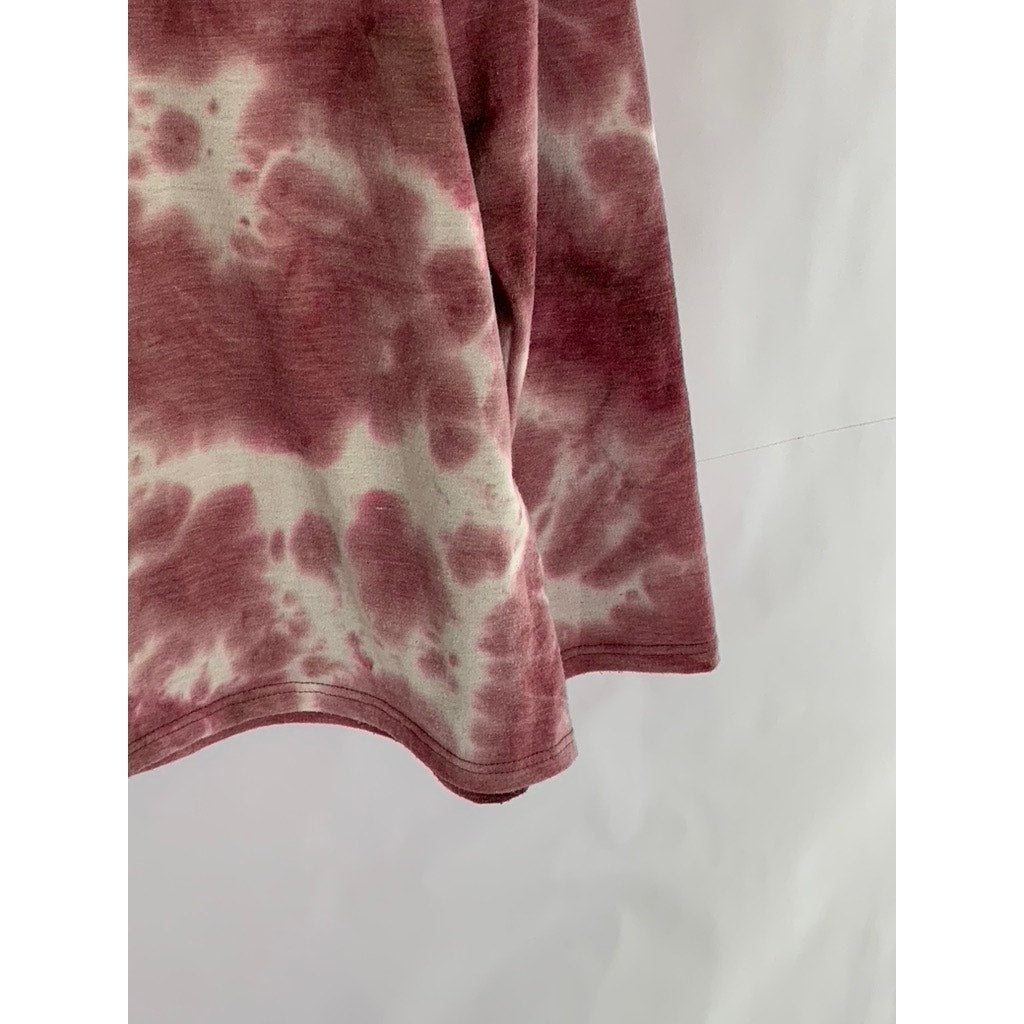 BLVD Women's Red/Beige Tie-Dye Pocketless Pullover Hoodie SZ M
