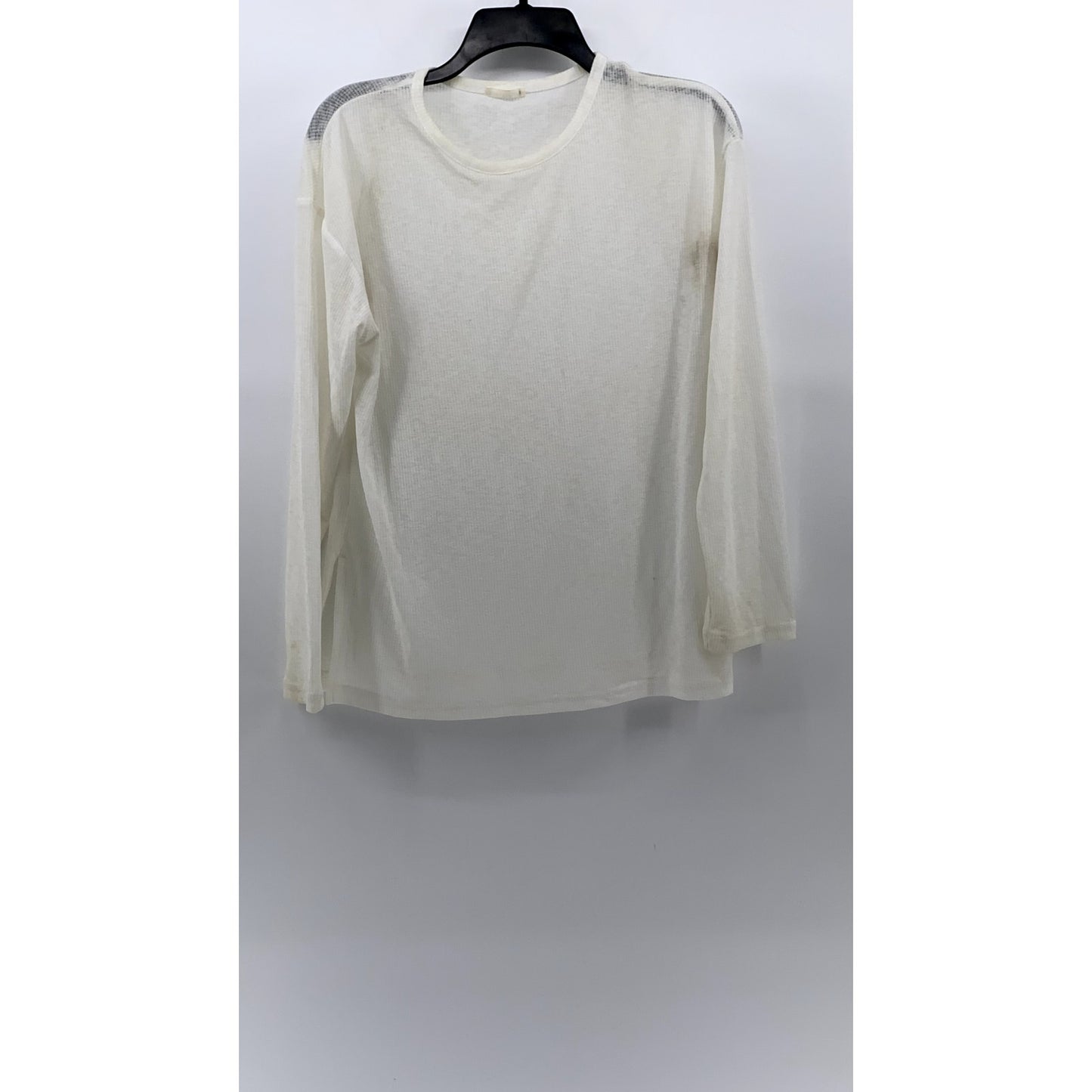 GU Women's Off-White Crewneck Lightweight Textured Oversized Long Sleeve Top SZS