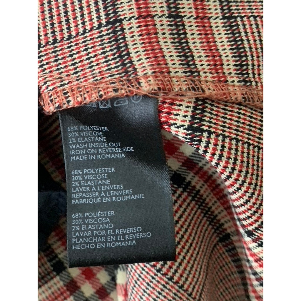 URBAN OUTFITTERS Women's Cream/Red Plaid Back-Zip Mini Skirt SZ M