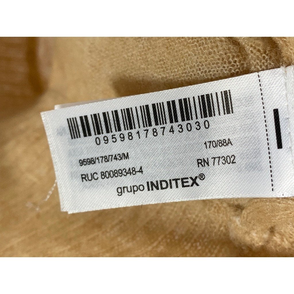 ZARA Women's Tan Crewneck Knit Wool-Blend Pullover Sweater SZ M