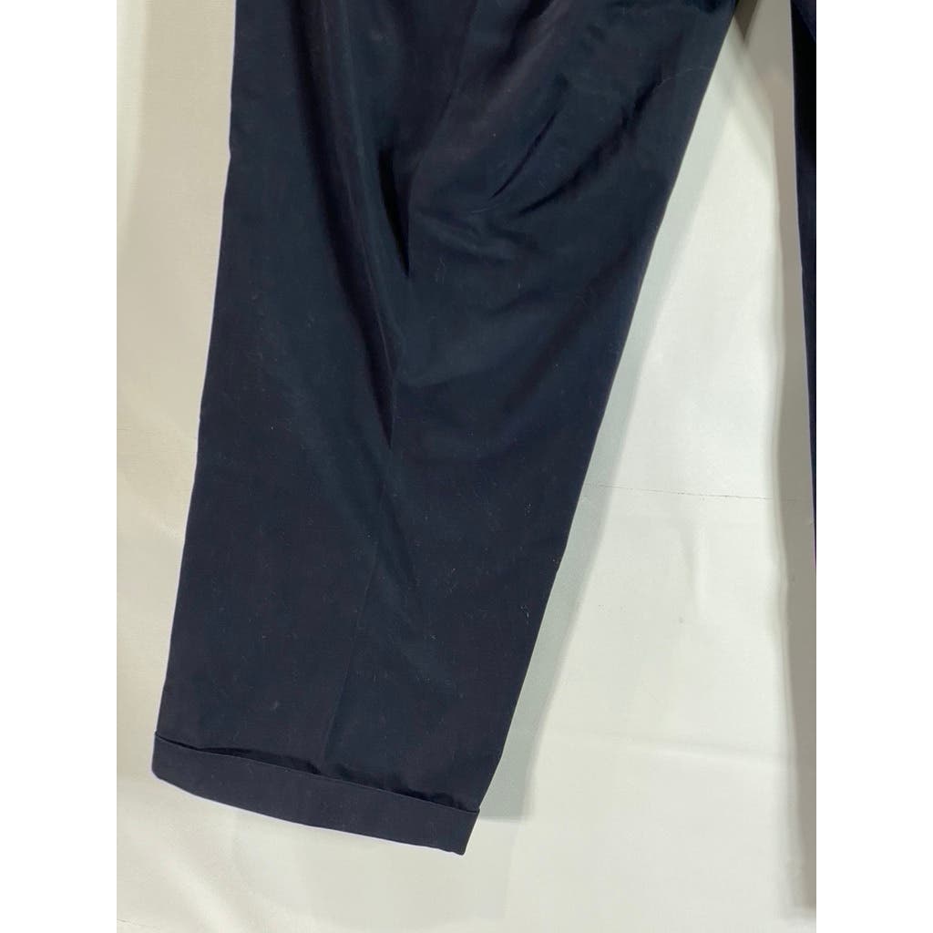FACONNABLE Men's Solid Black Cotton Pleated Cuffed Dress Pants SZ 38R