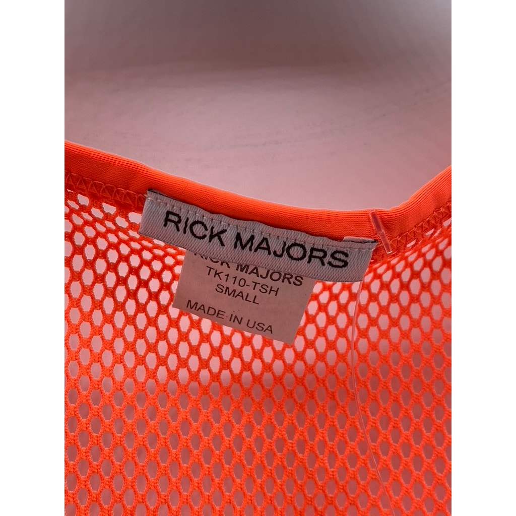 RICK MAJORS Men's Neon Orange Diamond Mesh Scoop-Neck Pullover Tank SZ S