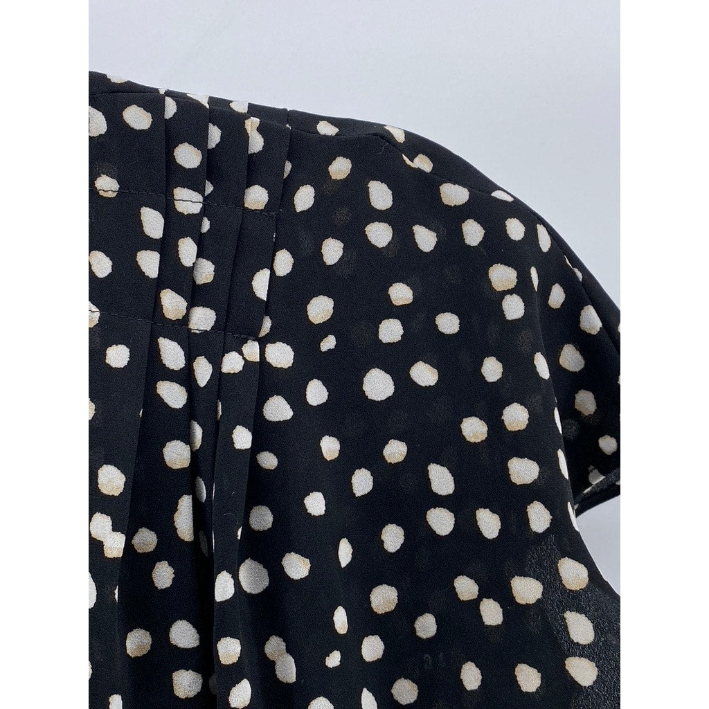 BANANA REPUBLIC Women's Petite Black-White Dot Print Surplice Top SZ XSP