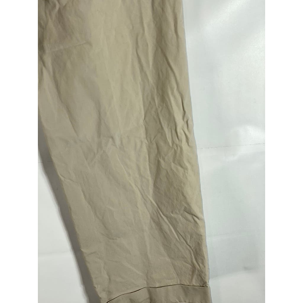 BROOKS BROTHERS Men's Beige Pleated Supima Cotton Cuffed Pants SZ 34X32