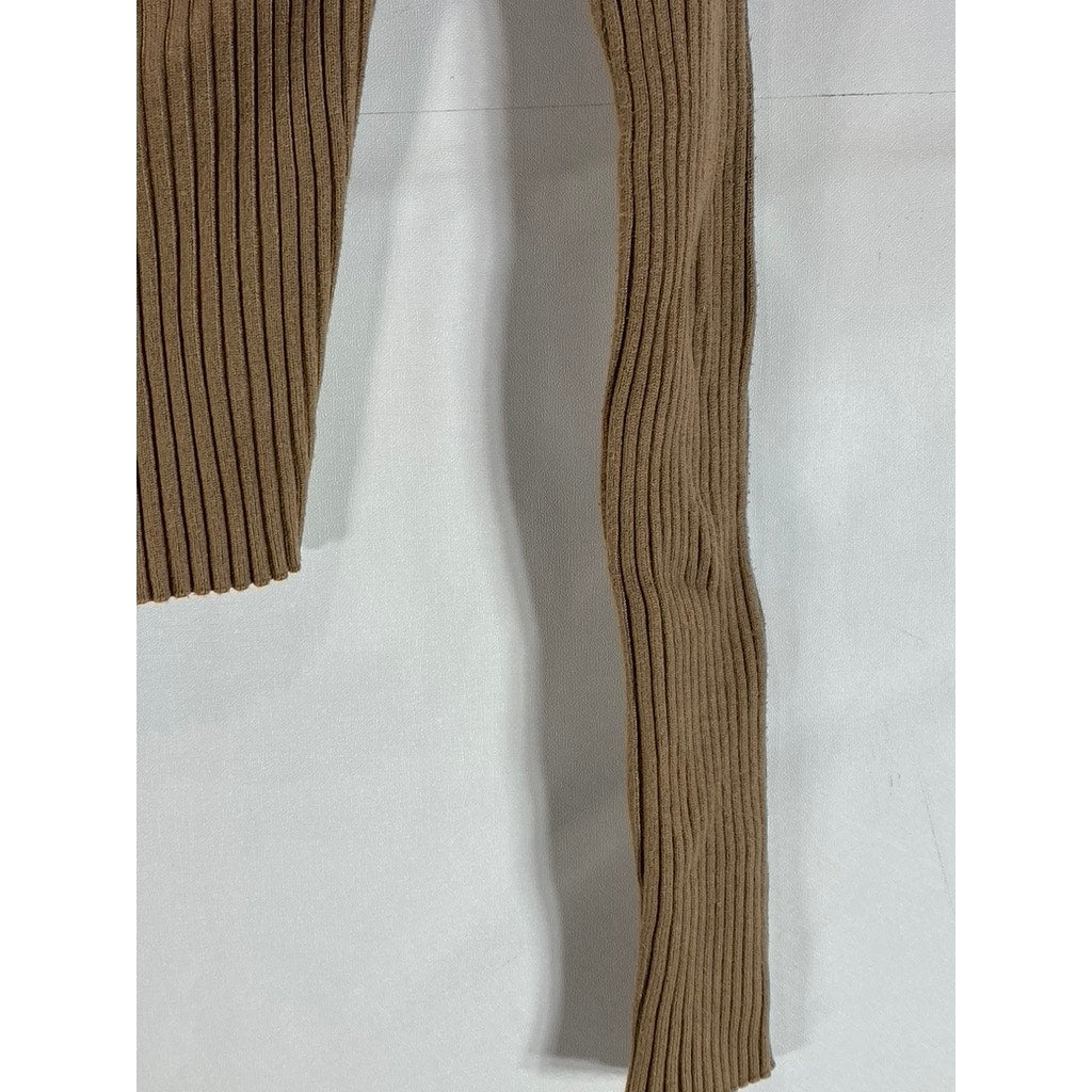 H&M Women's Brown Rib Knit V-Neck Long Sleeve Button-Up Cardigan SZ XS