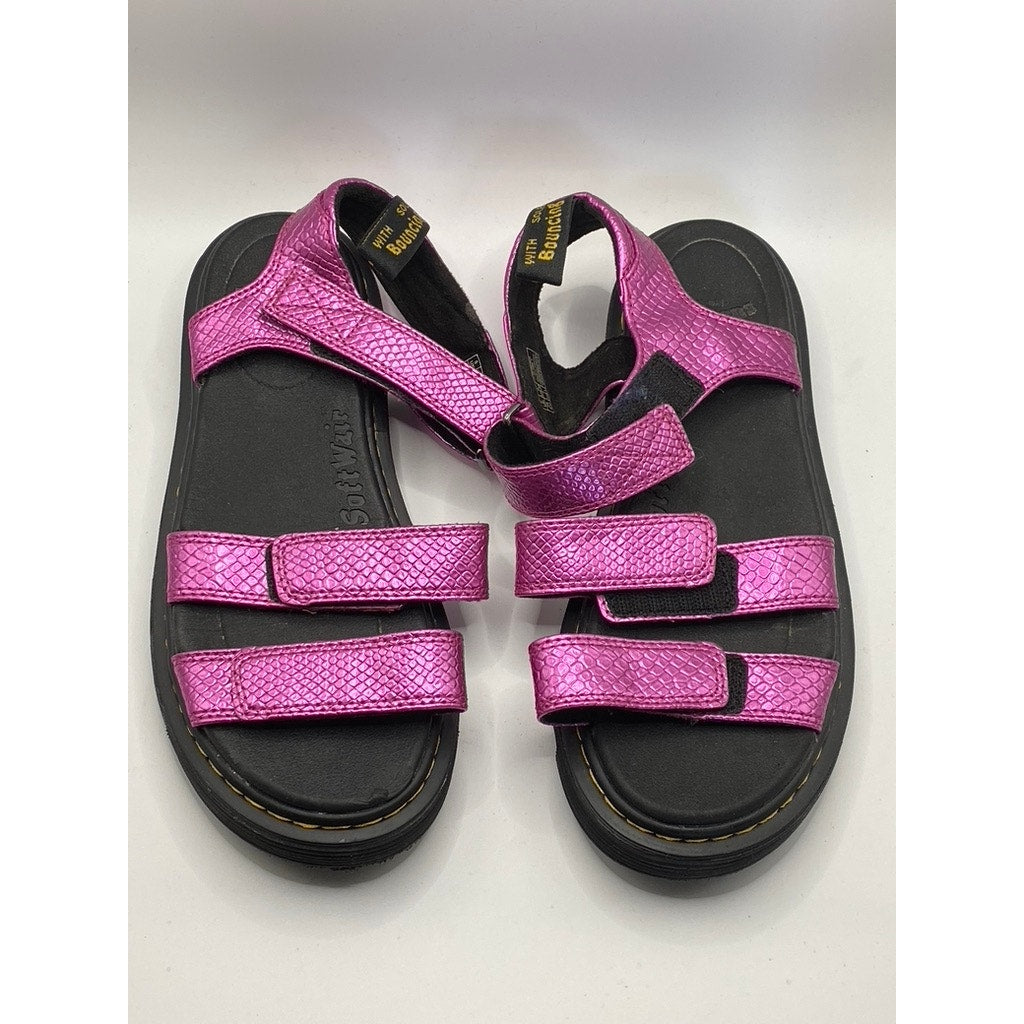 DR. MARTEN’S Women’s Pink Snake Embossed Klaire J Leather Sandals SZ 7