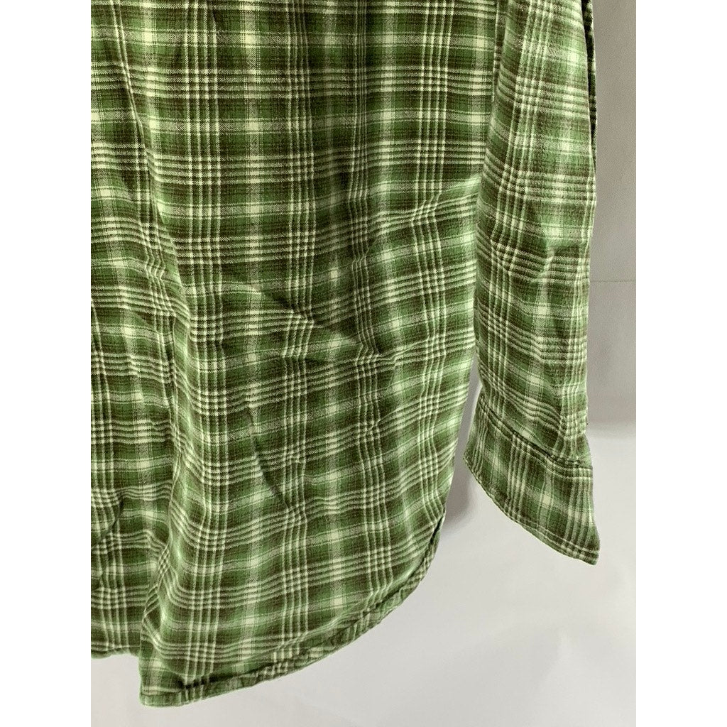 BASIC ITEMS BY LINDEX Women's Green Plaid Button-Up Top SZ 42/44(US M/L)