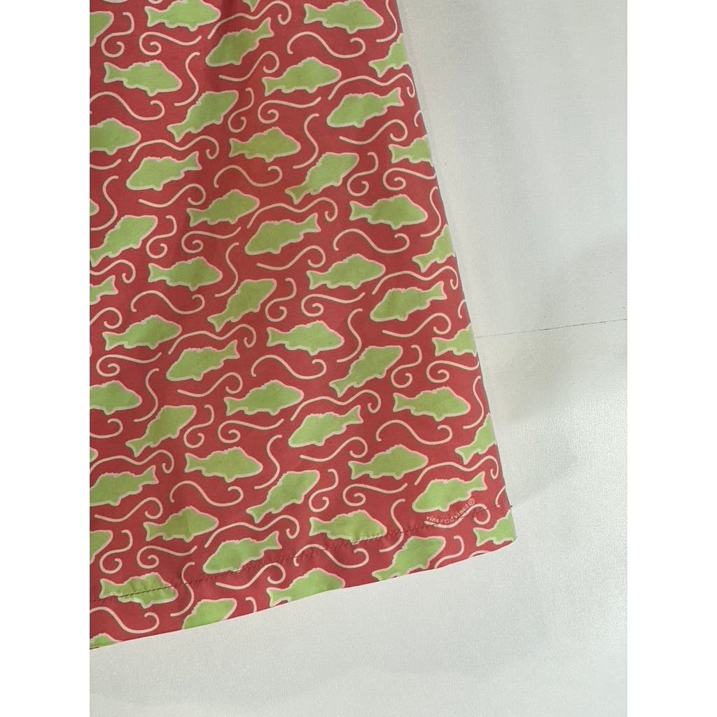 VINEYARD VINES Women's Pink/Green Fish Printed Wrap Mini Skirt SZ L