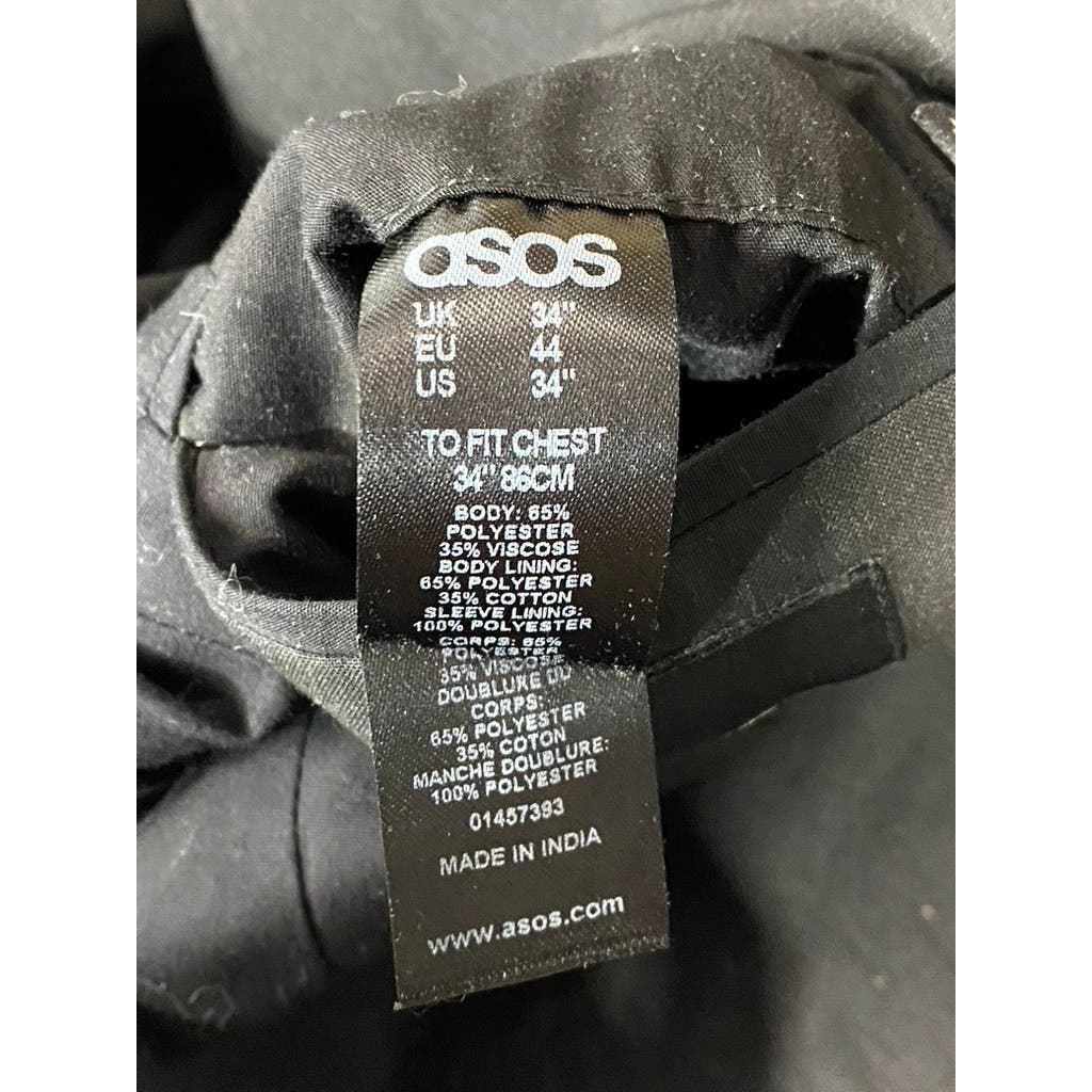 ASOS Men's Black Solid Single-Button Blazer SZ 34