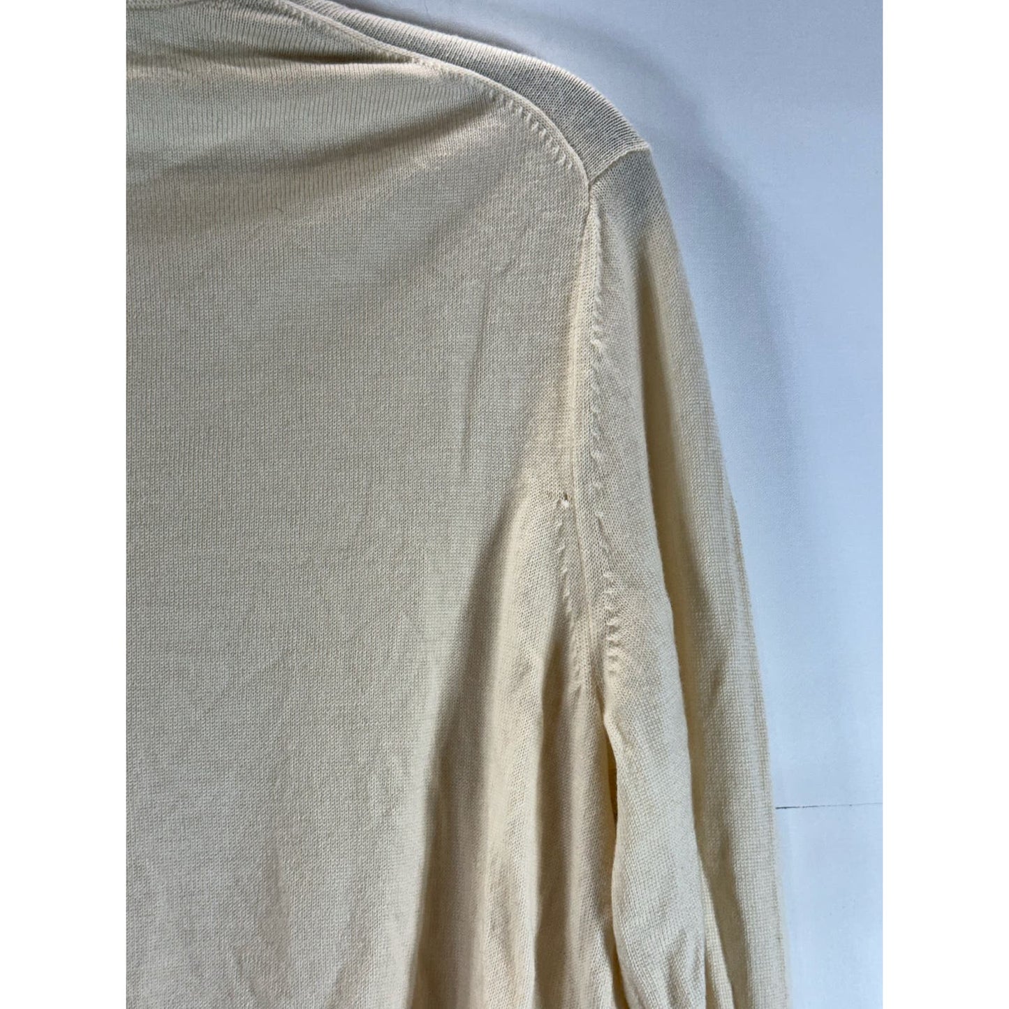 BANANA REPUBLIC Men's Cream V-Neck Extra Fine Merino Wool Pullover Sweater SZ M