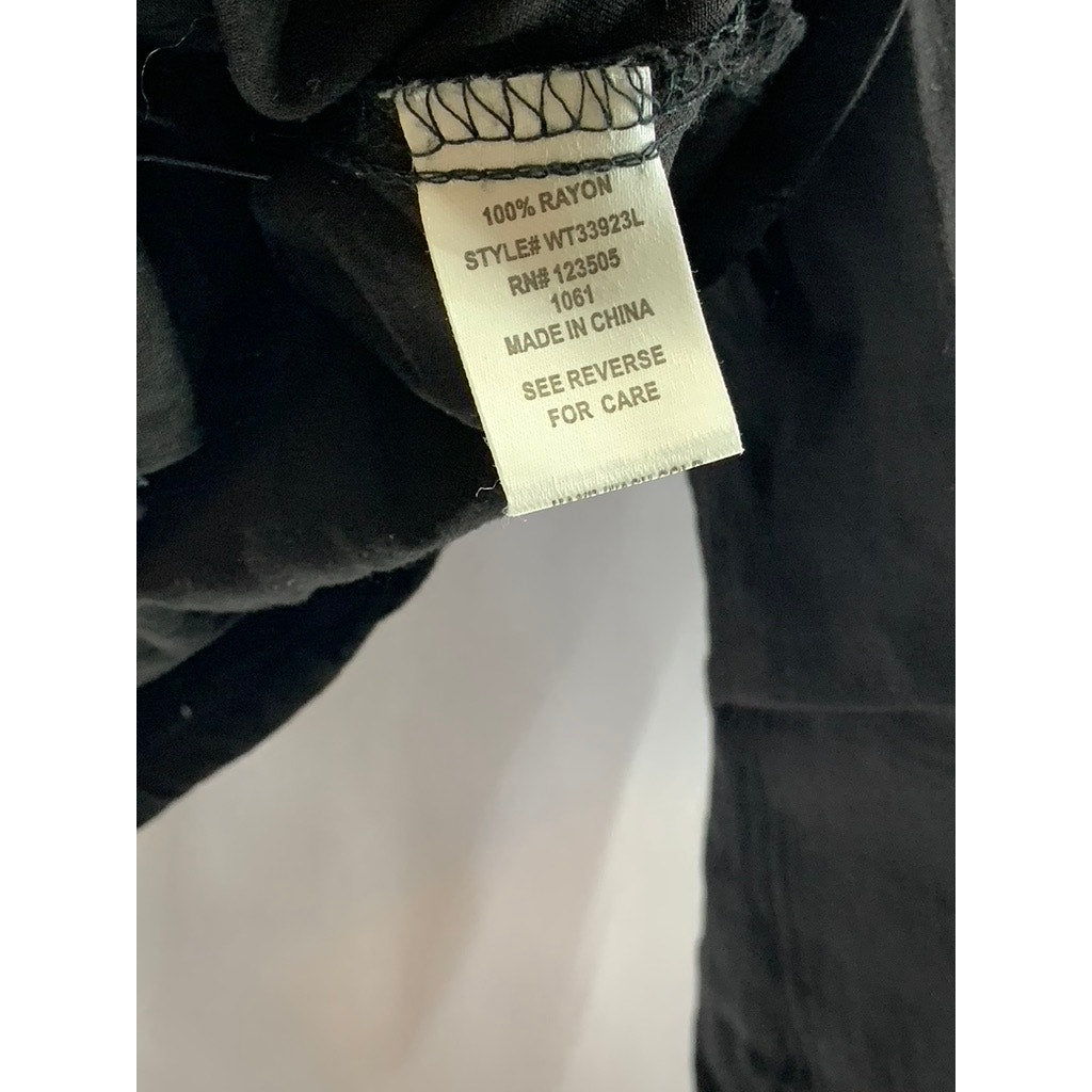 HEART & HIPS Women's Black Solid Button-Up Long Sleeve Top SZ S