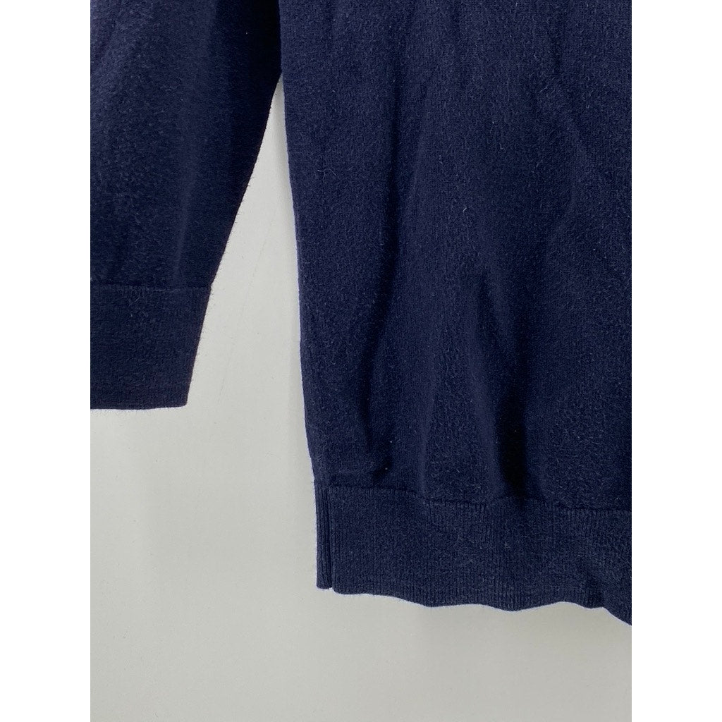 TALBOTS Women's Petite Navy Button-Up Long Sleeve Pima Cotton Cardigan SZ P(XS)
