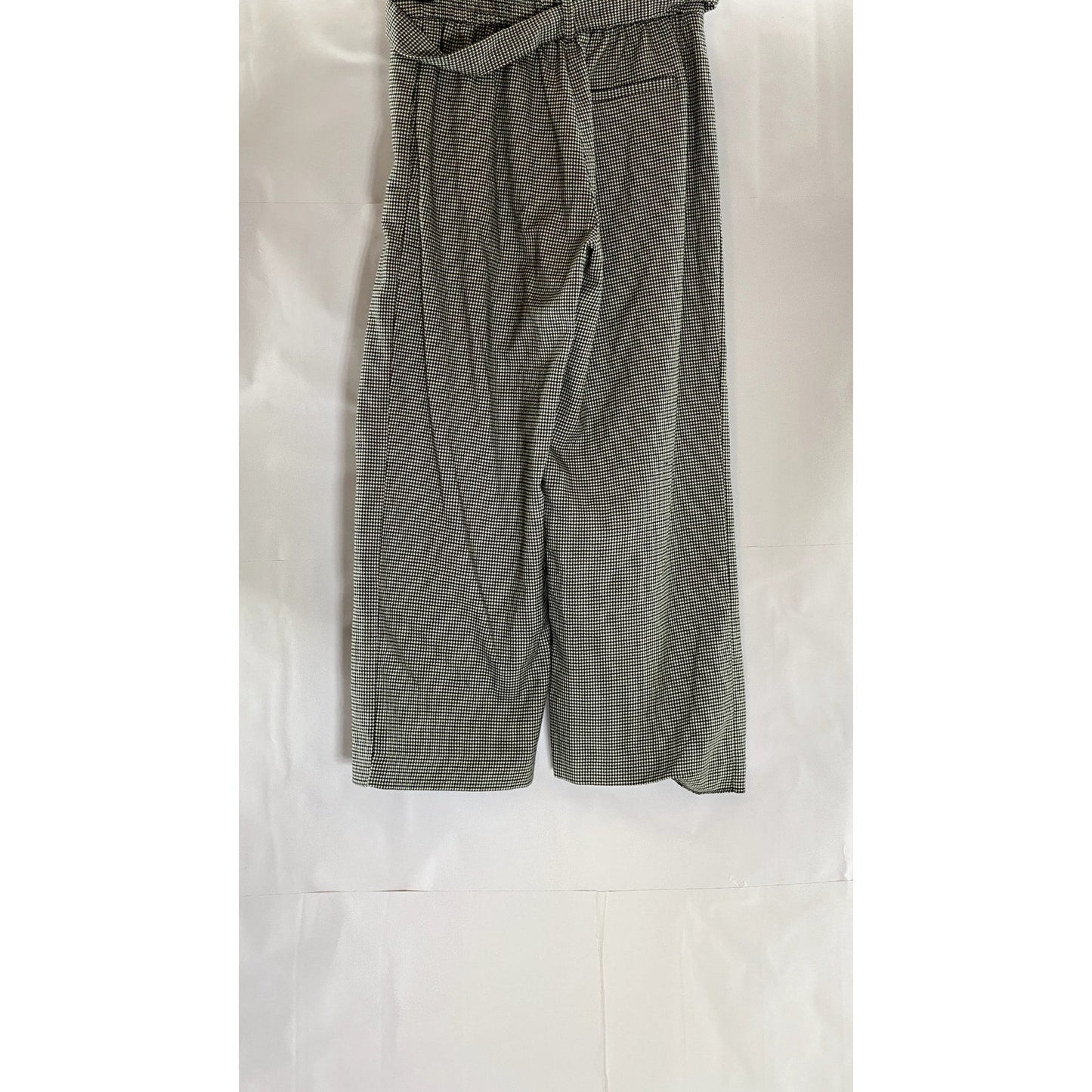 ZARA Trafaluc Women's Black/White Houndstooth Belted Straight-Leg Pant SZ XS