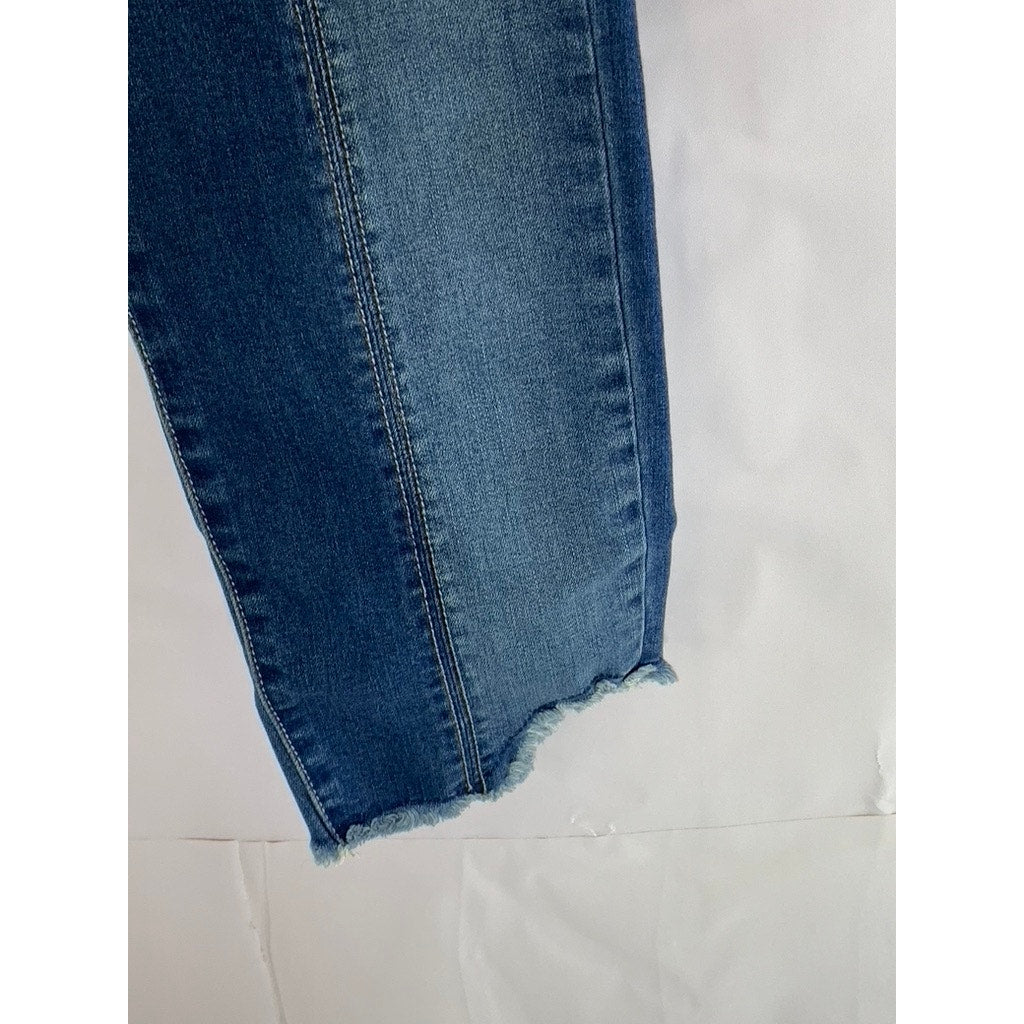 SOHO NEW YORK & COMPANY Women's Blue Raw-Hem Skinny Ankle Jeans SZ 14