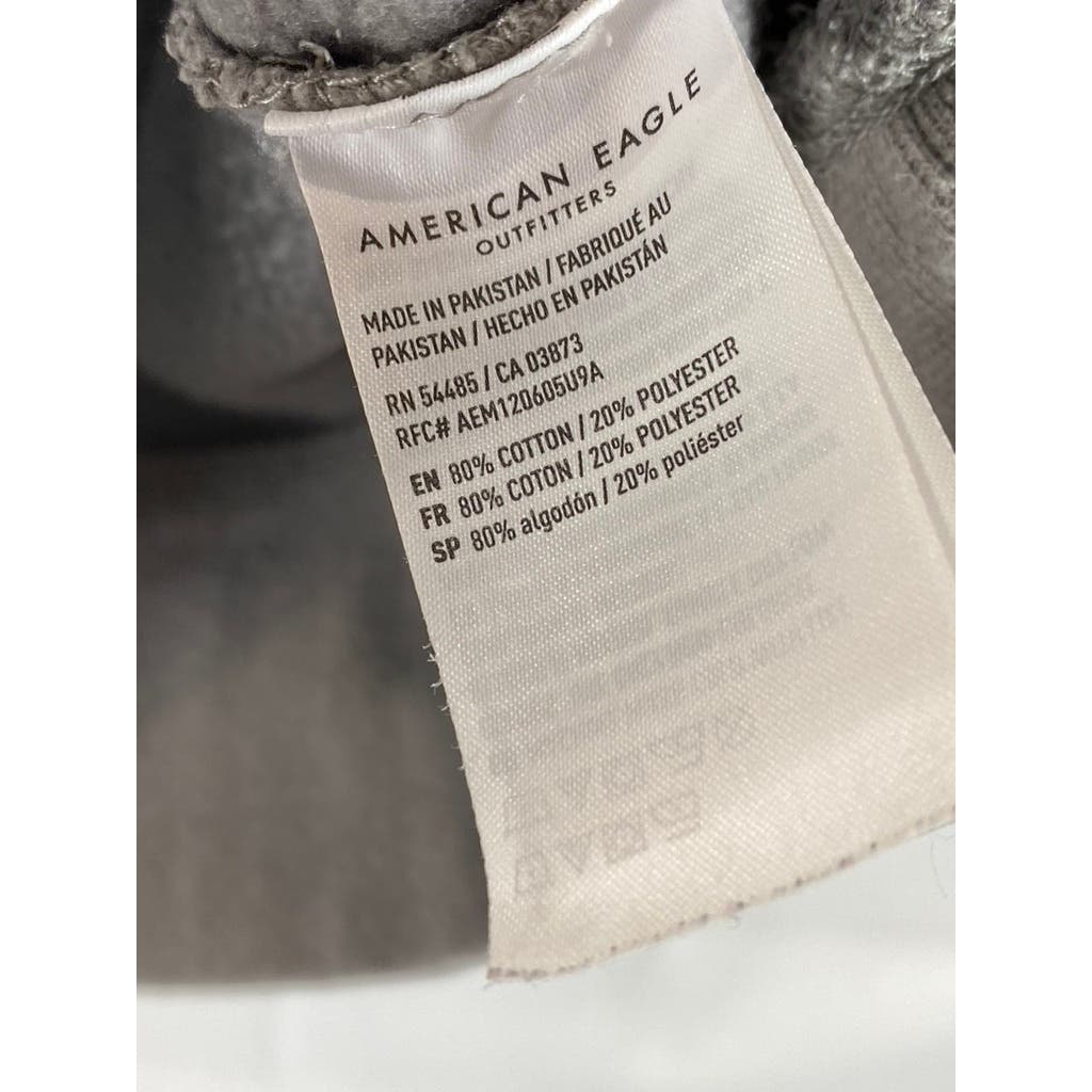 AMERICAN EAGLE Men's Light Grey Super Soft AE Logo Graphic Pullover Hoodie SZ XS