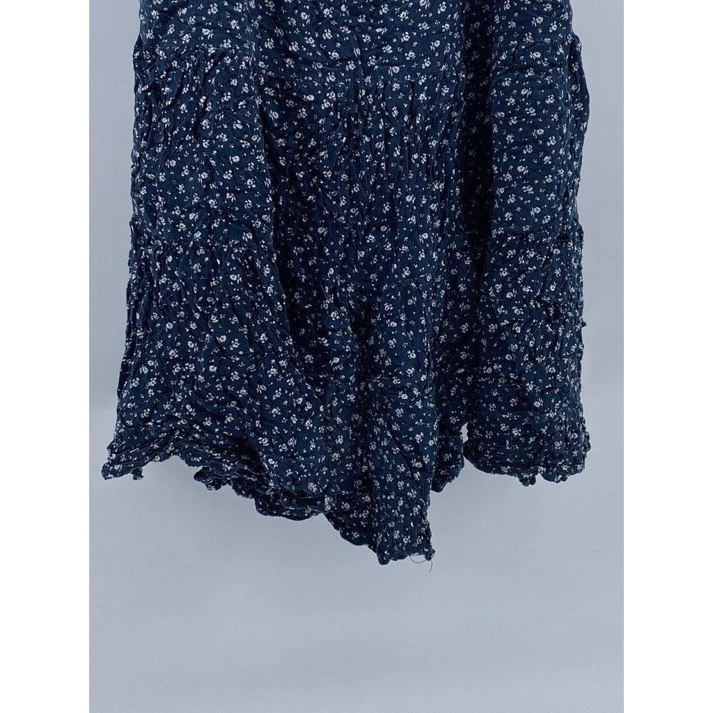 ANB APPAREL Women's Navy Blue Floral Print Scoop-Neck Spaghetti Strap Top SZ S