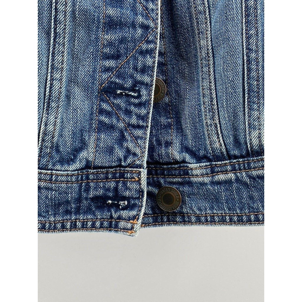 AMERICAN EAGLE Women's Medium Wash Blue Denim Button-Up Vest SZ XS