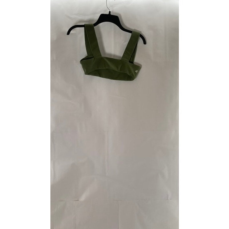 WE WORE WHAT Women's Solid Army Green Straight-Neck Bandeau Sport Bra SZ S