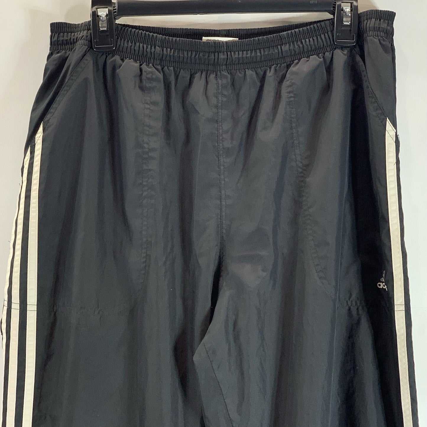 ADIDAS Men's Black 3-Stripe Climashell Zipper-Hem Windbreaker Track Pant SZ M