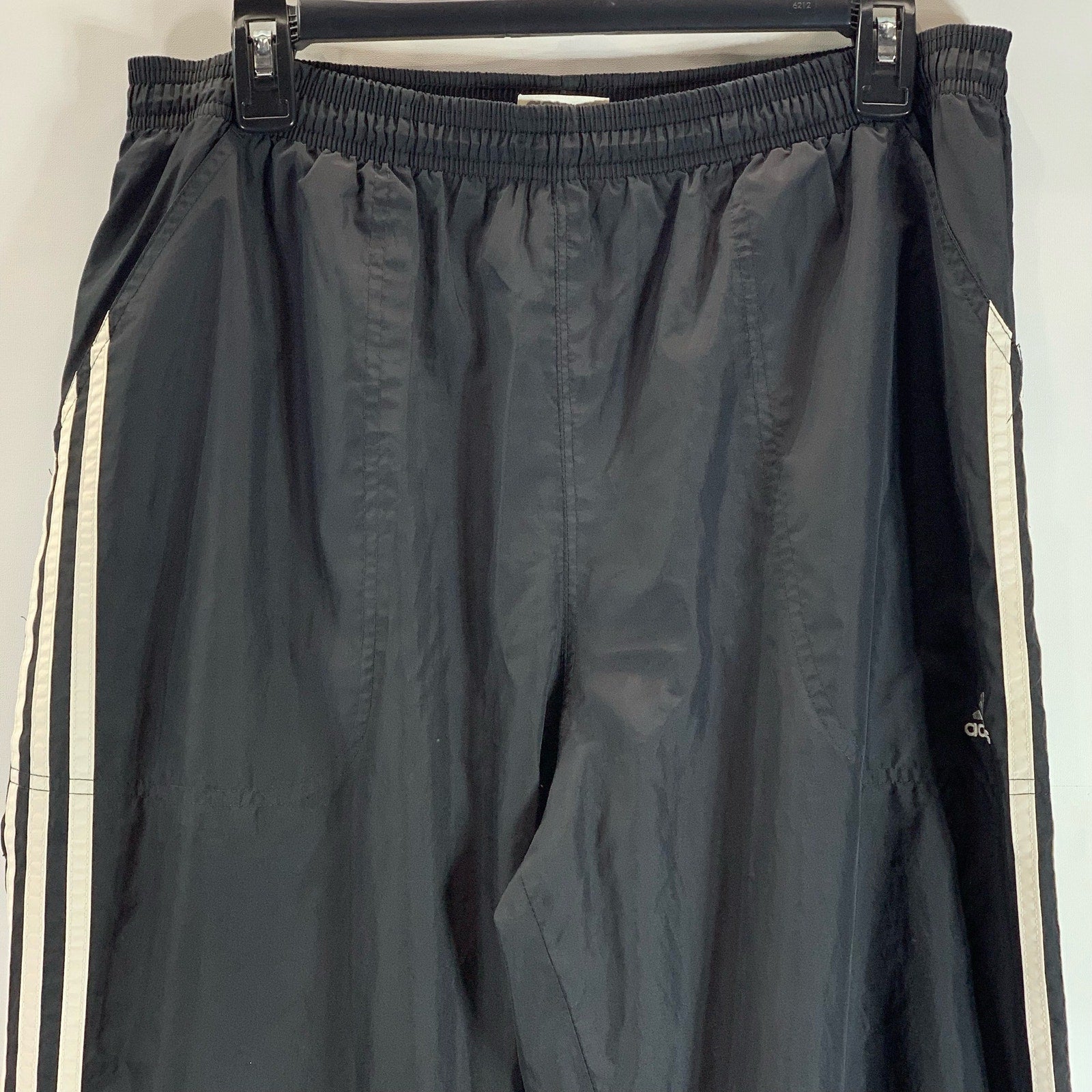ADIDAS Men's Black 3-Stripe Climashell Zipper-Hem Windbreaker Track Pant SZ M