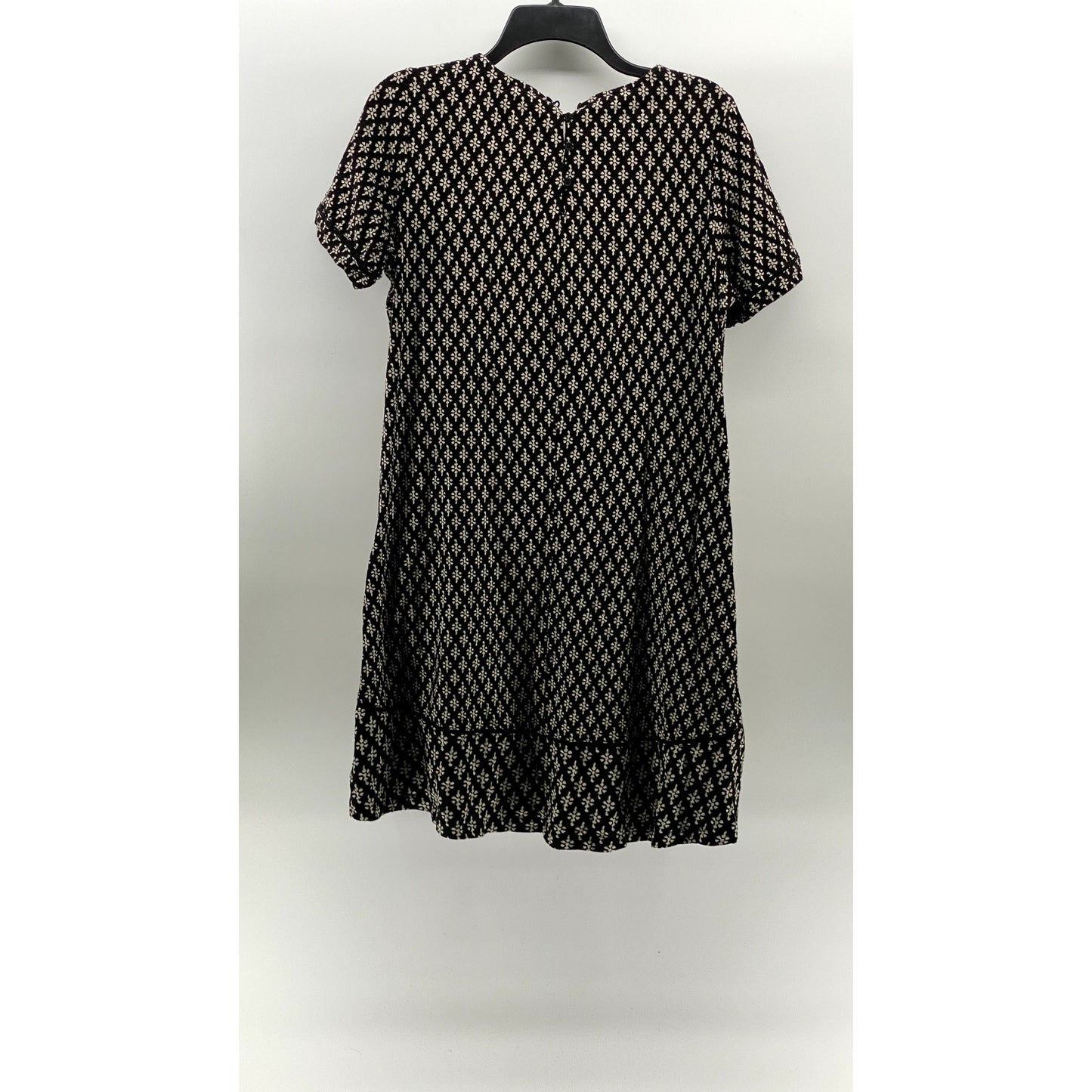 FATFACE Women's Black Printed Crewneck Short Sleeve Simone Knee Length Dress SZ8