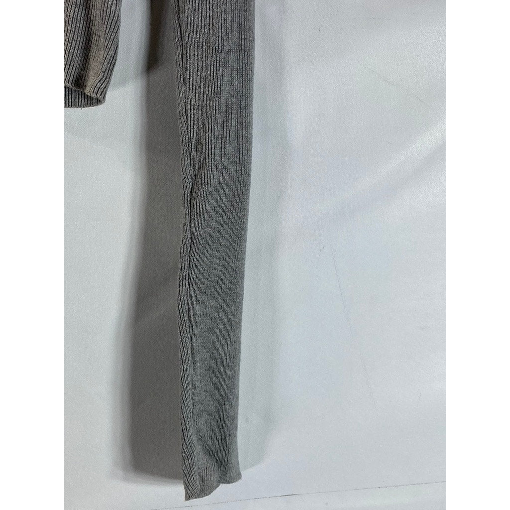 LA HEARTS Pacsun Women's Grey Ribbed Knit Crewneck Long Sleeve Crop Top SZ M
