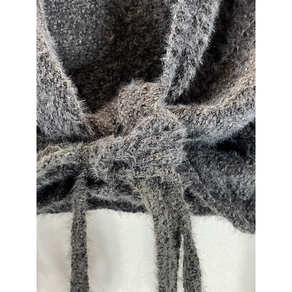 HOLLISTER Women's Gray Open Front Knit Waist Tie Long Sleeve Crop Sweater SZ M