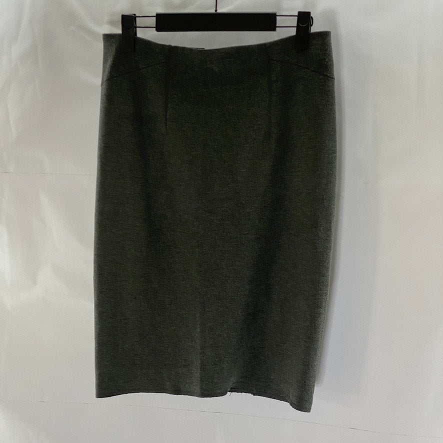 ANN TAYLOR Women's Dark Gray Elastic Waist Straight Knee Length Skirt SZ 0
