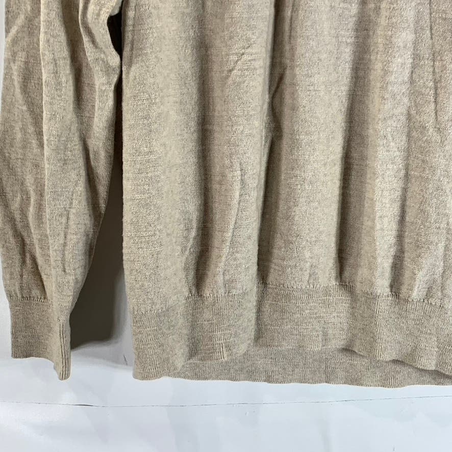 J. CREW Men's Beige Cotton Crewneck Raglan Long Sleeve Pullover Sweater SZ L