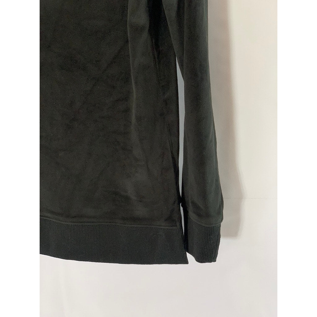 BOBEAU Women's Black Velvet V-Neck Pullover Long Sleeve Sweater SZ S