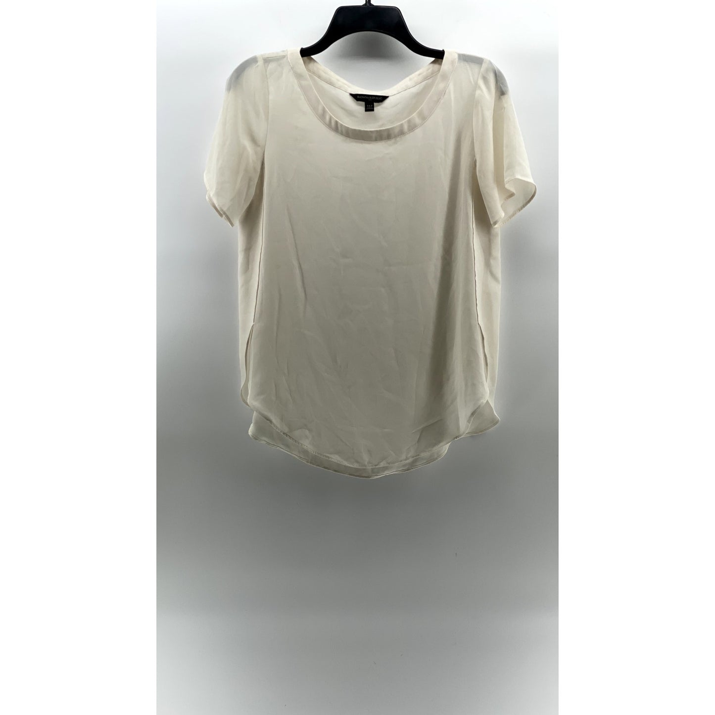 BANANA REPUBLIC Women's Petite Cream Crewneck Short Sleeve Blouse SZ XS/P