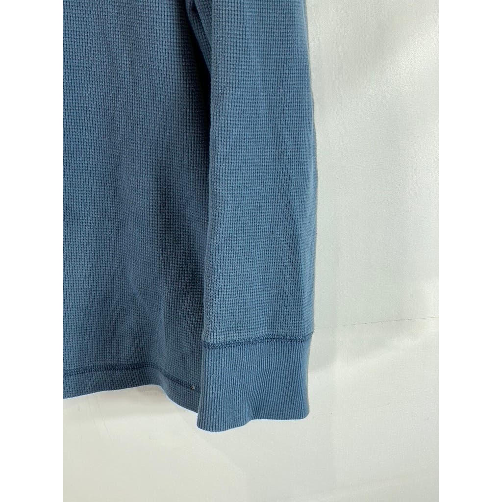 EDDIE BAUER Men's Blue Outdoor Waffle-Knit Thermal Pullover Henley Shirt SZ 2XL