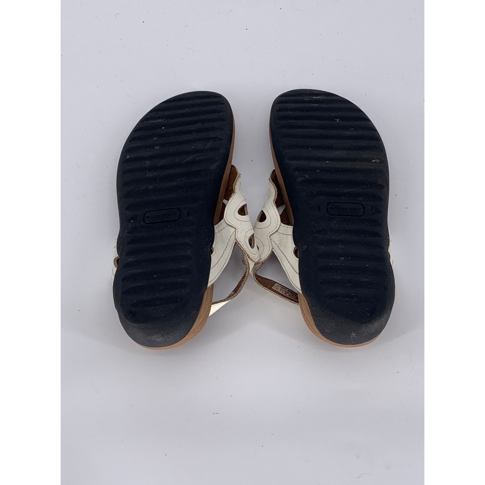 ROCKPORT Women's White Leather Ridge Floral Slingback Comfort Thong Sandal SZ7.5