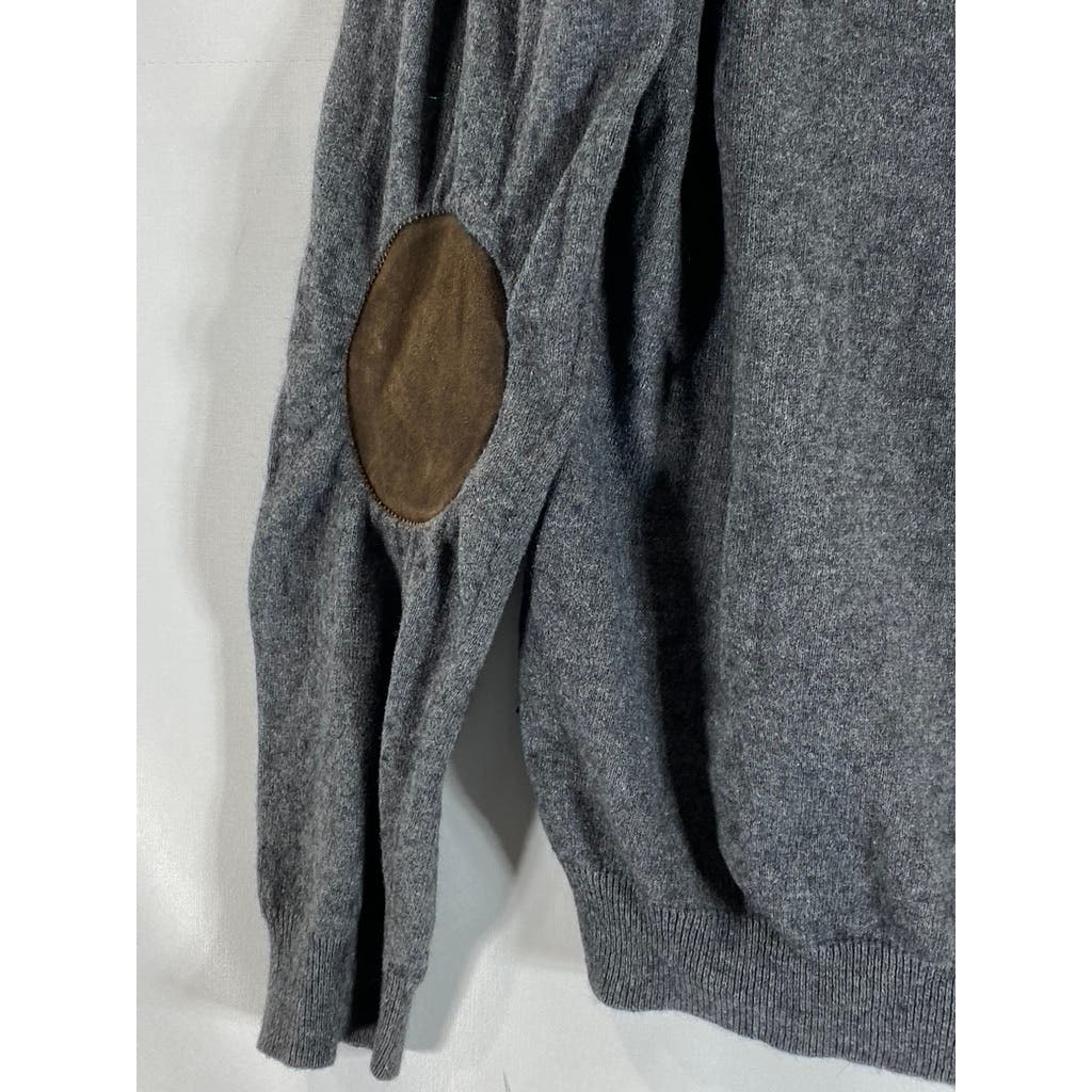 BANANA REPUBLIC Men's Heather Gray Cotton-Cashmere Elbow-Patch Sweater SZ S