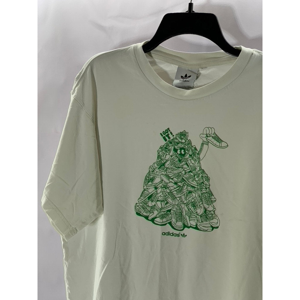 ADIDAS Men's Off-White/Green Stan Smith Crewneck Short Sleeve T-Shirt SZ M
