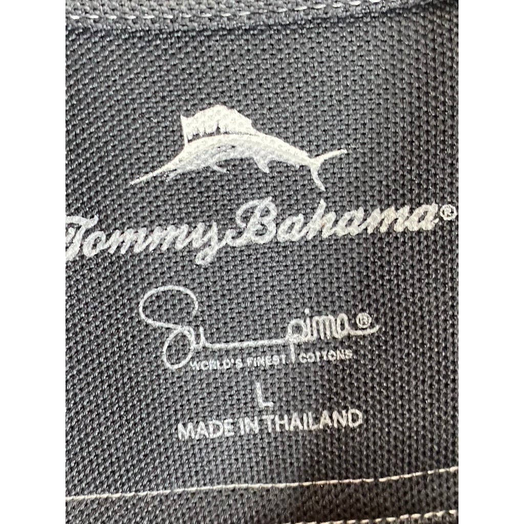 TOMMY BAHAMA Men's Black Solid Emerfielder IslandZone Short Sleeve Polo SZ L