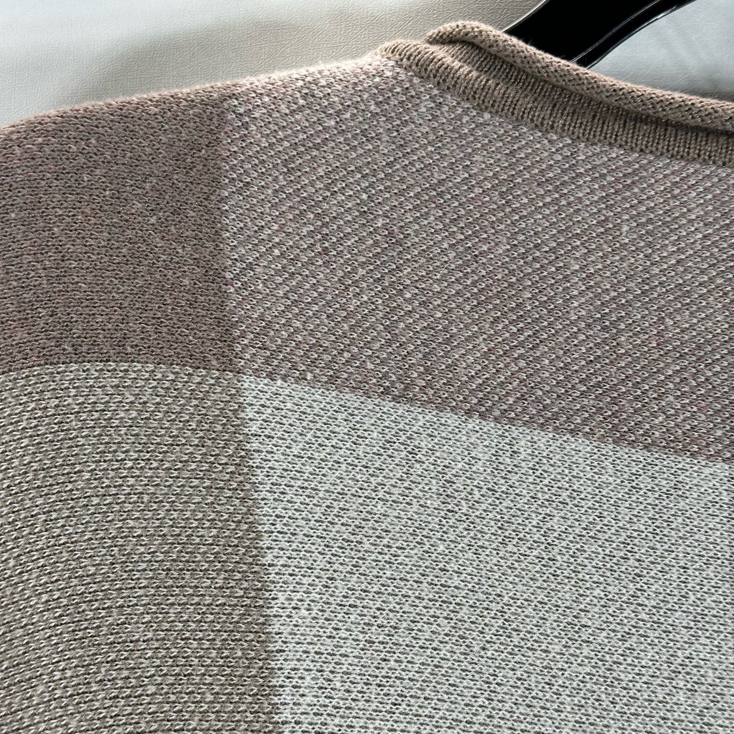 CYNTHIA ROWLEY Women's Brown/Beige Plaid Bateau Pullover Sweater SZ M