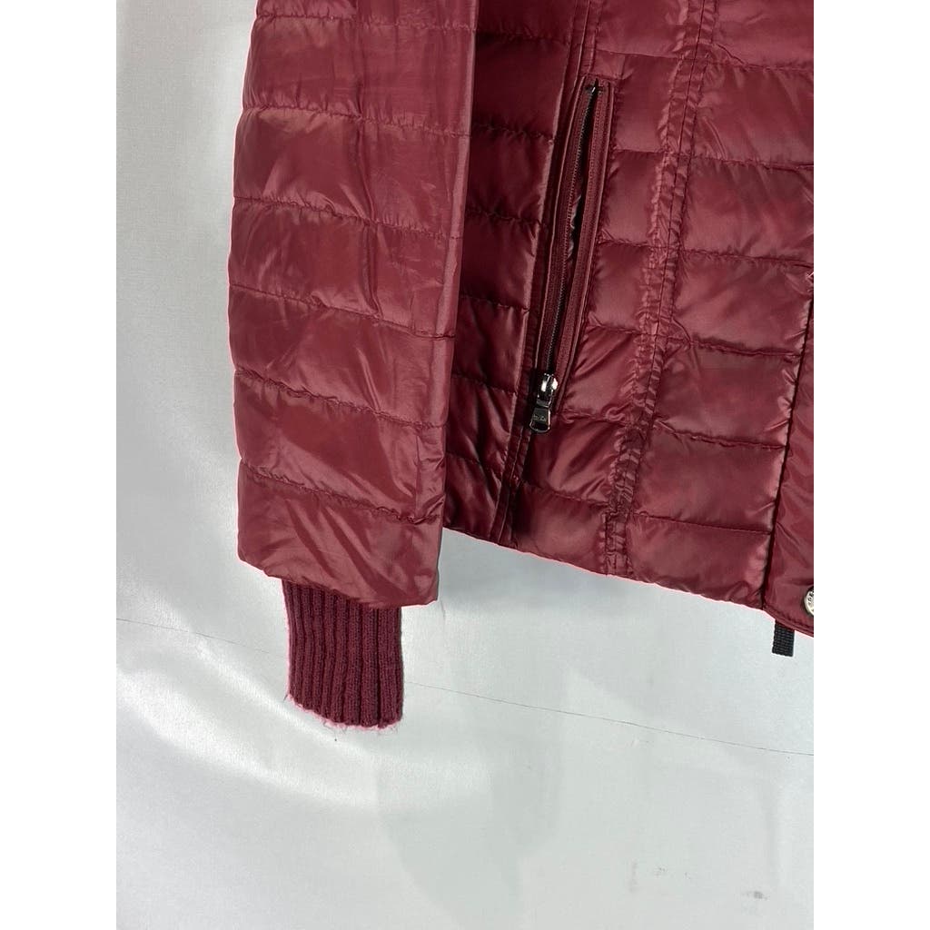 MARC NEW YORK ANDREW MARC Women's Red Zip-Up Snap Button Puffer Jacket SZ S