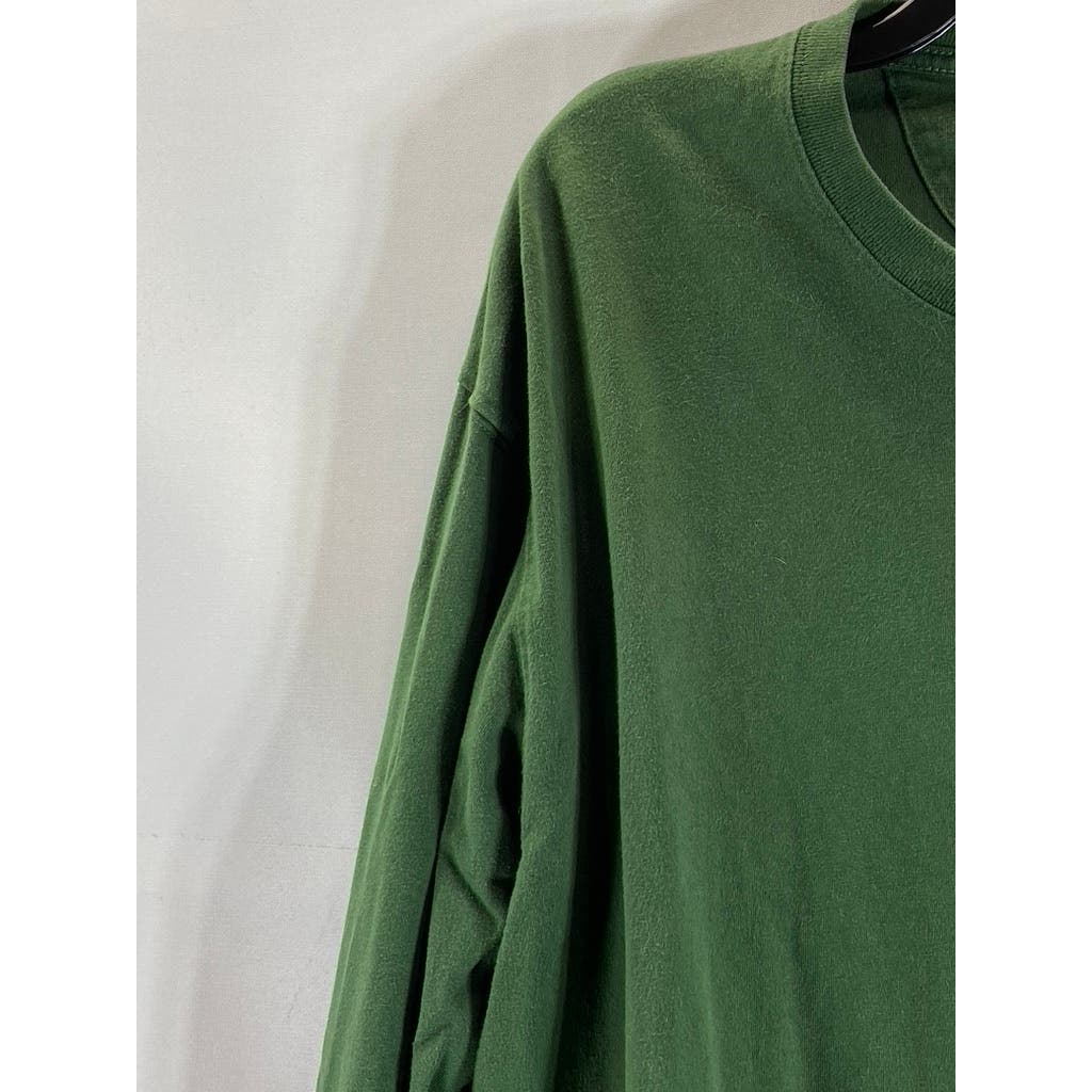 DULUTH TRADING CO Men's Green Crewneck Longtail T Relaxed-Fit T-Shirt SZ L