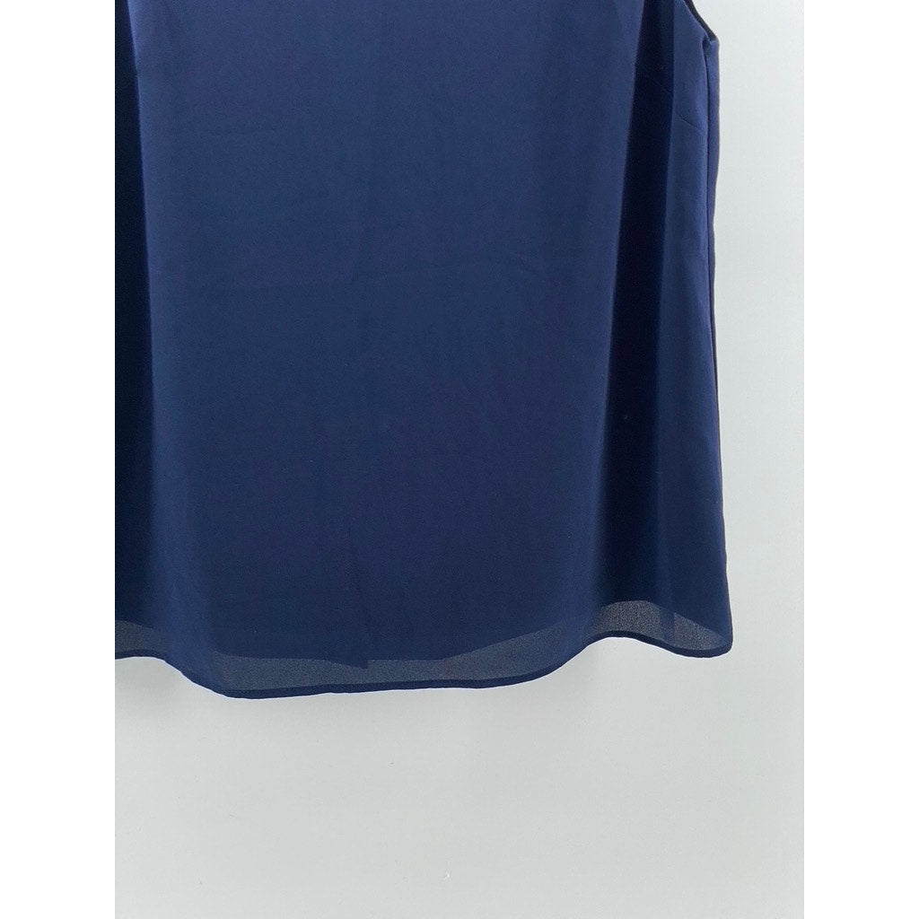 BANANA REPUBLIC Women's Maritime Blue Crewneck Sleeveless Button-Back Top SZ XS